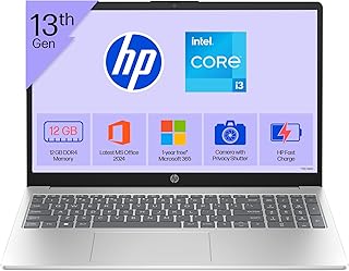 HP 15, 13th Gen Intel Core i3-1315U (12GB DDR4, 512GB SSD) FHD, Anti-Glare, Micro-Edge, 15.6''/39.6cm, Win11, M365 Basic(1yr)* Office24, Silver, 1.59k